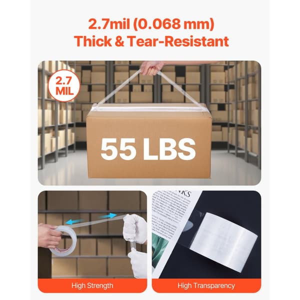 Klar Packtejp 24 Rullar, 65 Yards, Kraftig Klar Packtejp 2,7 Mil, Långvarig och Tålig