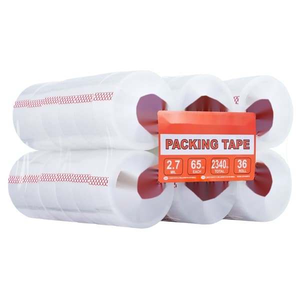 Packtejp 36 Rullar, 65 Yards tungt belastning, 2,7 Mil Transparent Packtejp, Stark och Långvarig