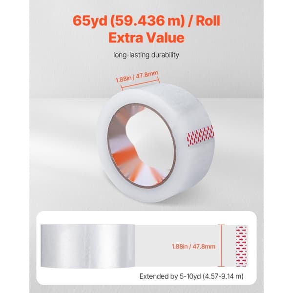 Packtejp 36 Rullar, 65 Yards tungt belastning, 2,7 Mil Transparent Packtejp, Stark och Långvarig