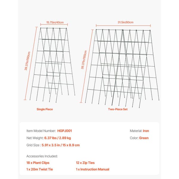 A-Frame Agurk Espalier, 39x32 Sammenfoldelig Metal, Haveespalier til Planter og Grøntsager