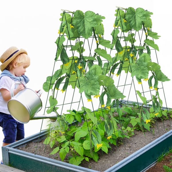 A-Frame Agurk Espalier, 39x32 Sammenfoldelig Metal, Haveespalier til Planter og Grøntsager