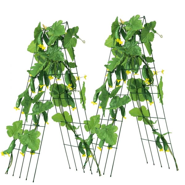 A-Frame Agurk Espalier, 39x32 Sammenfoldelig Metal, Haveespalier til Planter og Grøntsager