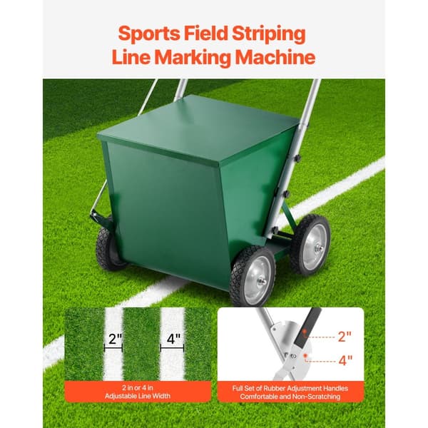 Tørt linjemarkør, 4-hjulet model, 2 eller 4 i linjer, Heavy Duty stål, Chalker 65 lbs