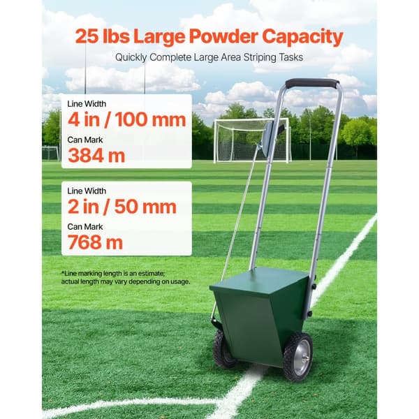 Tørline Marker 2-hjulet, stål Chalker, 2 eller 4 i linjer, tung duty, 25 lbs