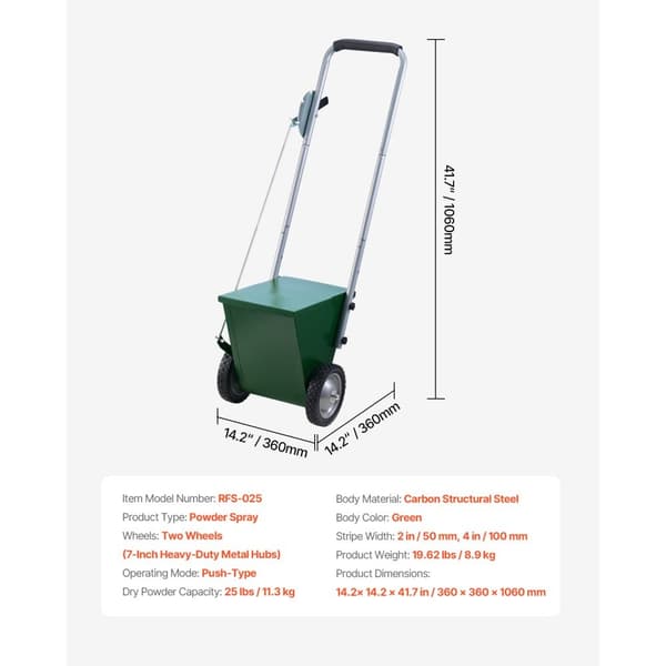 Tørline Marker 2-hjulet, stål Chalker, 2 eller 4 i linjer, tung duty, 25 lbs