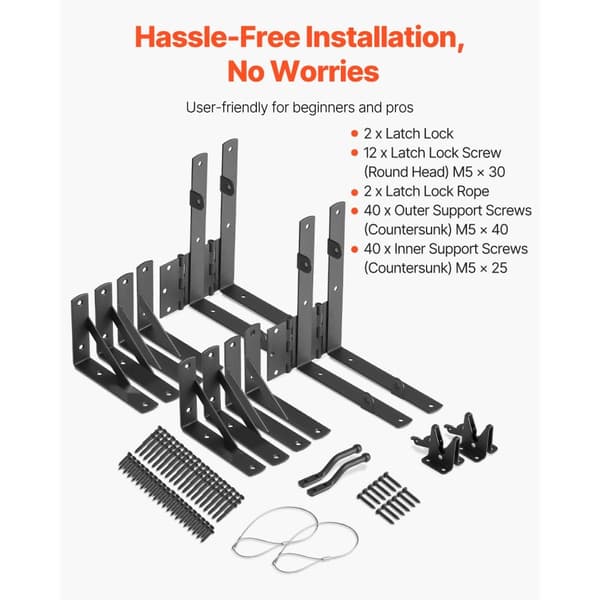 Vinkelbeslag til Gitter, 2 Sæt Anti-Sag, Hardware Kit Til Portramme, Sort