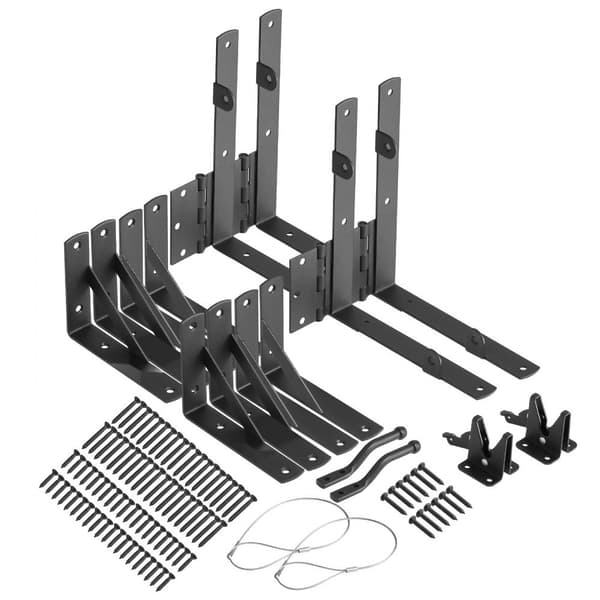 Vinkelbeslag til Gitter, 2 Sæt Anti-Sag, Hardware Kit Til Portramme, Sort