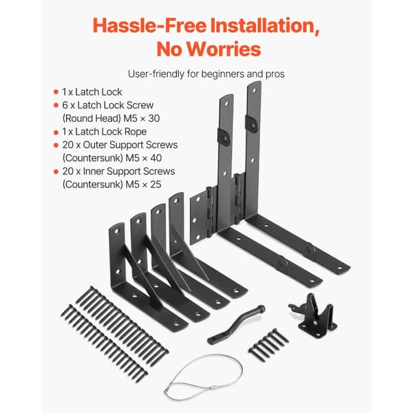 Portskrogbeslag, Anti-Sag Portramme Hardware Sæt, Sort Jern