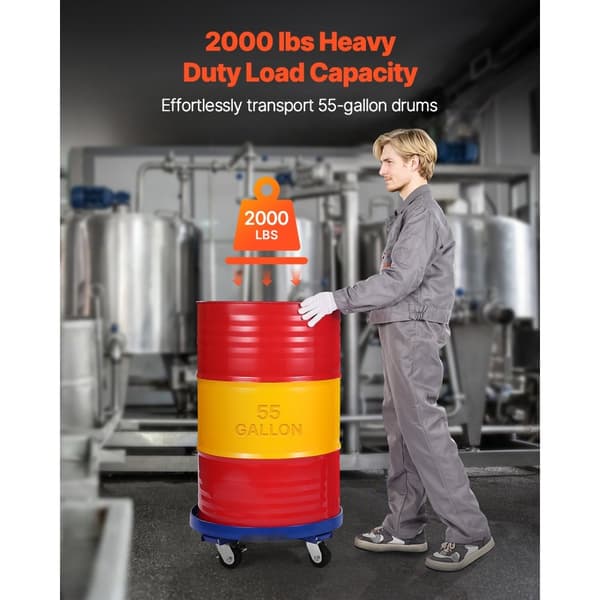 55 Gallons Tromme Dolly 2000 lbs, Barrel Dolly Vogn, Tromme Caddy med 4 hjul, Høj Lastkapacitet