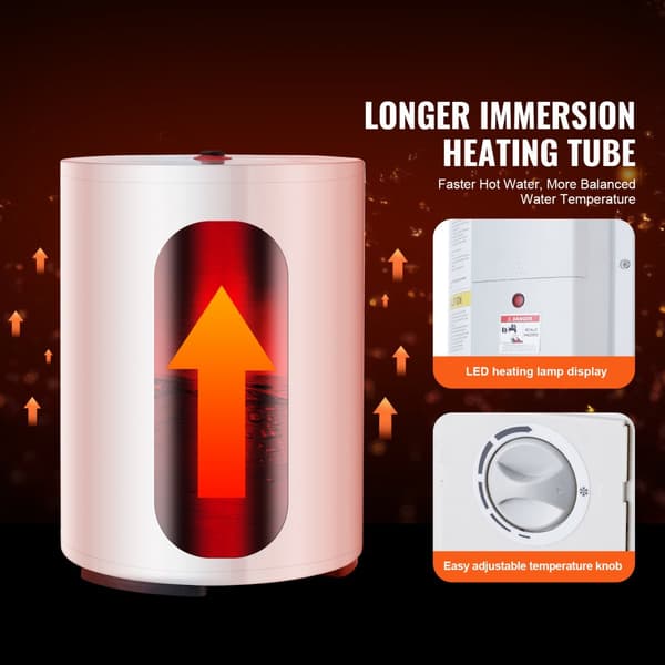 10 Gallonan Sähköinen Vedenlämmitin Instant Hot 1,6 kW, LED-Näyttö, Suihkukäyttöön