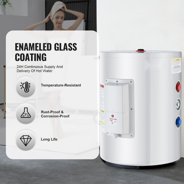 10 Gallonan Sähköinen Vedenlämmitin Instant Hot 1,6 kW, LED-Näyttö, Suihkukäyttöön