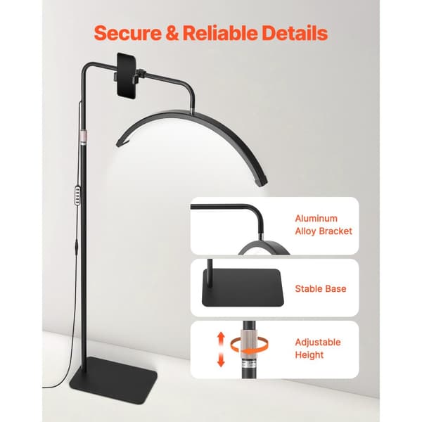 Halvmånelys til æstetikeren, 23 tommer Lash Light LED-gulvlampe, dæmpbar, buet design