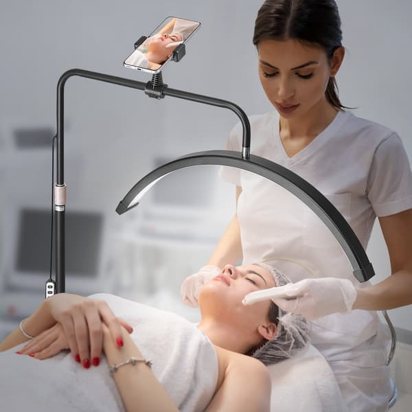 Halvmånelys til æstetikeren, 23 tommer Lash Light LED-gulvlampe, dæmpbar, buet design