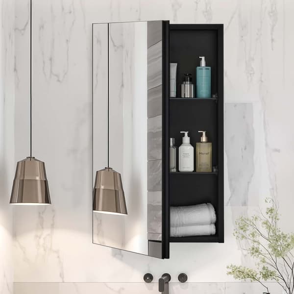 Medicinskab med Spejl, 14 x 24 Model, Justerbare Hylder til Optimal Opbevaring