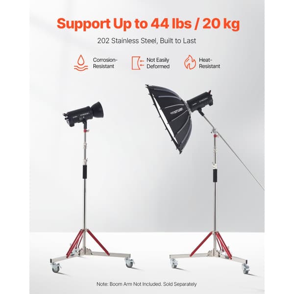 Kevyt Heavy Duty Jalusta, Pyörillä, Maksimikorkeus 10,5 jalkaa/320 cm