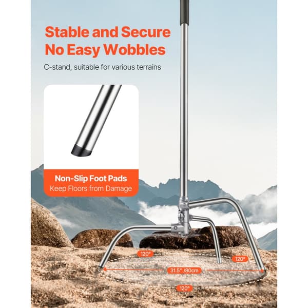 C Stand Max, Fotograferingslys Stander, Højde 10,83 ft/330 cm, Rustfrit Stål