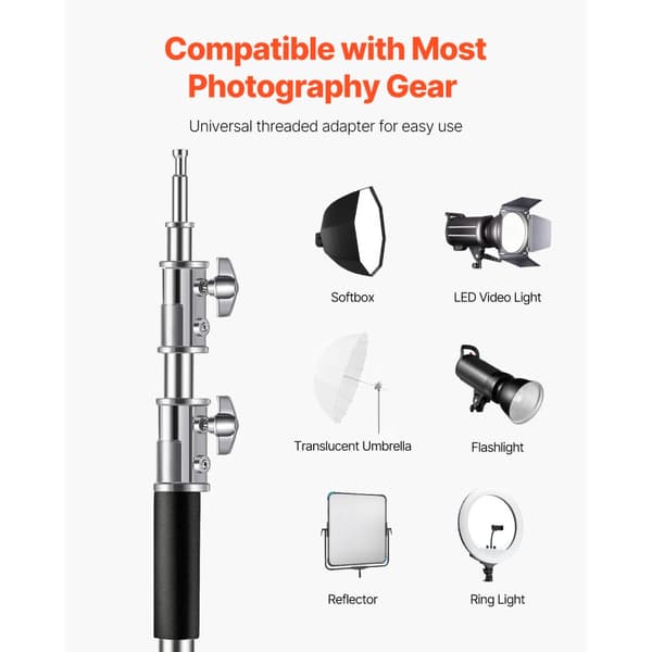 C Stand Max, Fotograferingslys Stander, Højde 10,83 ft/330 cm, Rustfrit Stål