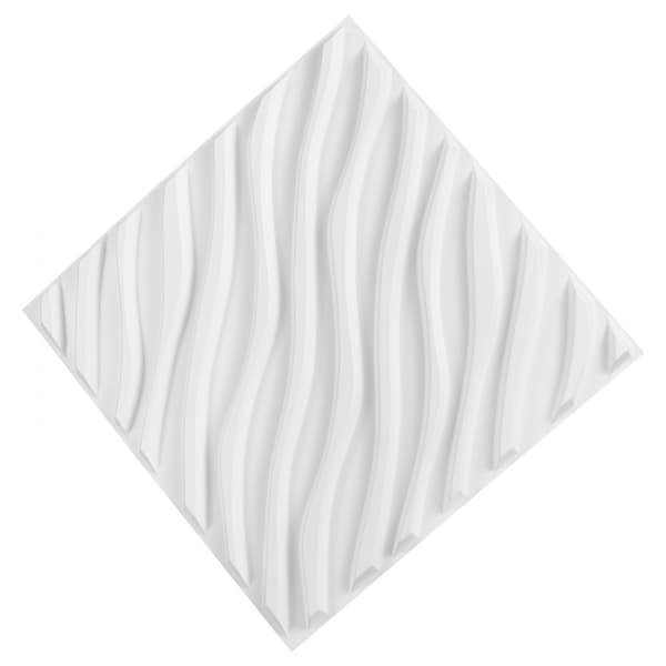 3D Vægpaneler, 12-Pakke 19,7x19,7'', PVC, 32 Kvadratfod dækning, Wave Mat Hvid