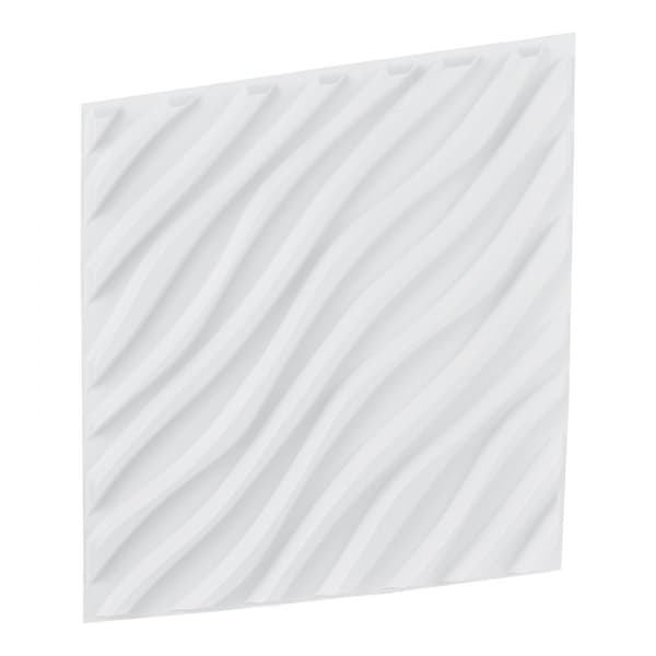 3D Vægpaneler, 12-Pakke 19,7x19,7'', PVC, 32 Kvadratfod dækning, Wave Mat Hvid