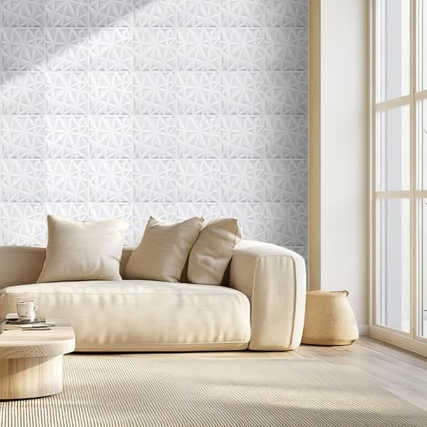 3D Vægpaneler 33-pak, 11,81x11,81'' PVC, 32 Sq.Ft Dækningsområde, Diamant Hvid Farve