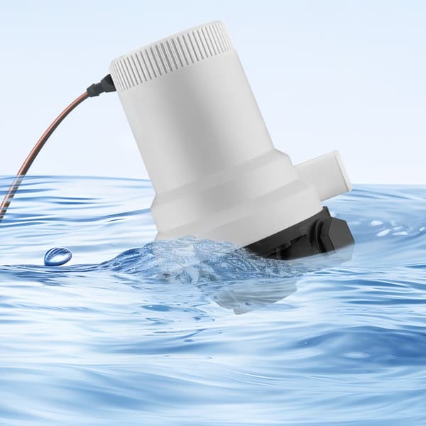 Livewell-pumpe til båd, 12V 1600GPH, Livewell-lufterpumpe med 2 lige indløb