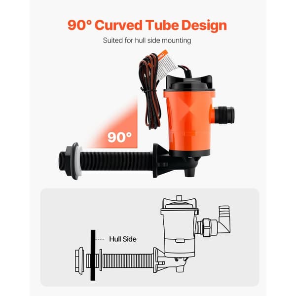 Livewell-ilmapumppu veneeseen, 12V 800 GPH 90°, Baitwell-pumppu, tehokas vesikierto