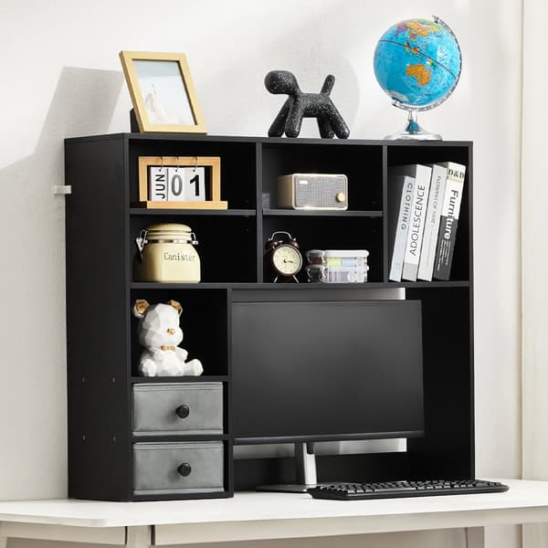 Työpöydän Kirjahylly Musta, Desktop Storage Organizer, 3-tasoinen säilytysratkaisu toimistoon ja kotiin