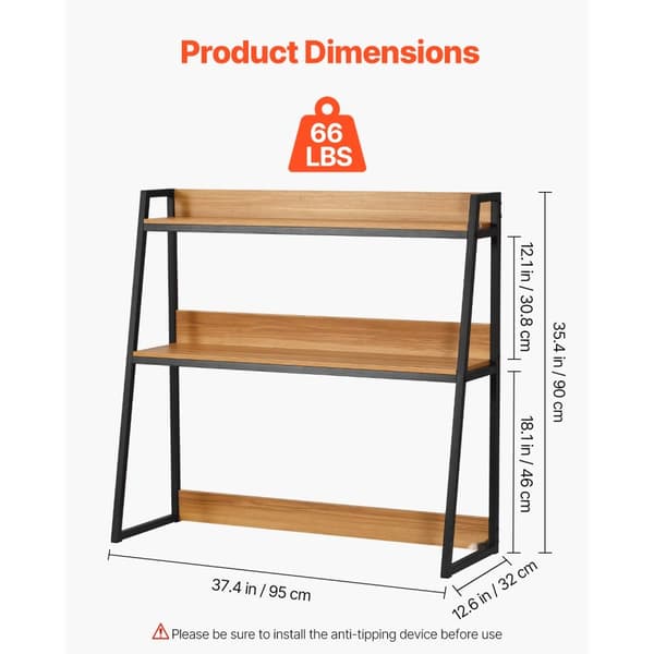 Bordskab til kontoret og hjemmet, 2-tier, Desktop Bookshelf opbevaringsorganisator