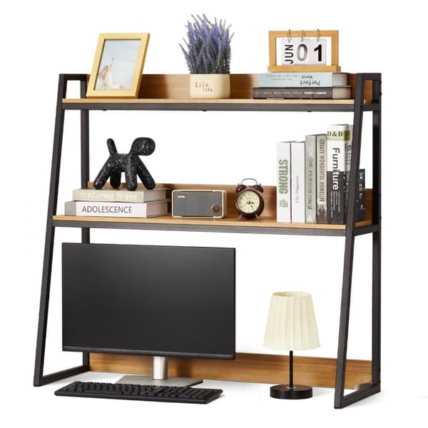 Bordskab til kontoret og hjemmet, 2-tier, Desktop Bookshelf opbevaringsorganisator