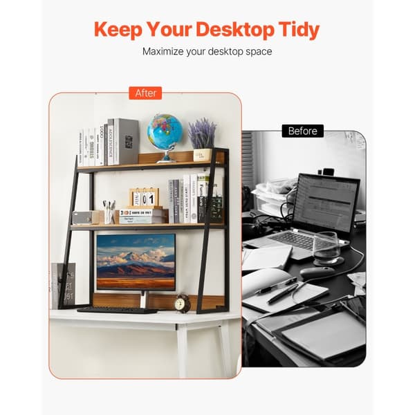 Bordskab til kontoret og hjemmet, 2-tier, Desktop Bookshelf opbevaringsorganisator