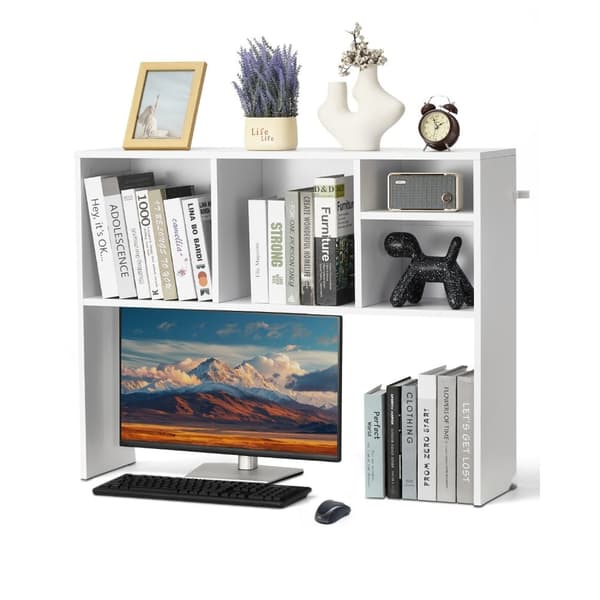 Työpöytä Kirjahylly, Valkoinen, 1-Tasoinen Desktop Storage Organizer, Toimisto- ja Kotisäilytys