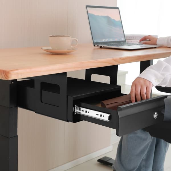 Låsbar Låda Under Skrivbord, 33 cm Utdragbar Organizer, Hemmakontor Förvaring