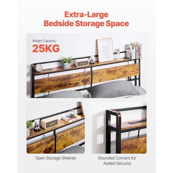 King Size Sengegavl, Hovedgavl med hylde og ladestation, Unikt Design