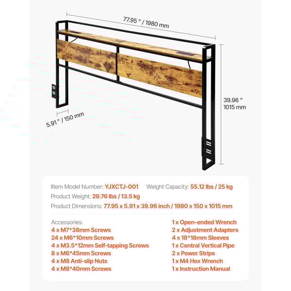 King Size Sengegavl, Hovedgavl med hylde og ladestation, Unikt Design