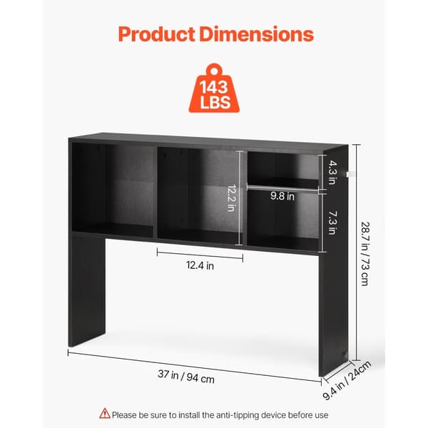 Työpöydän Kirjahylly Musta, 1-Tasoinen Säilytysjärjestelijä, Desk Organizer Kotiin ja Toimistoon