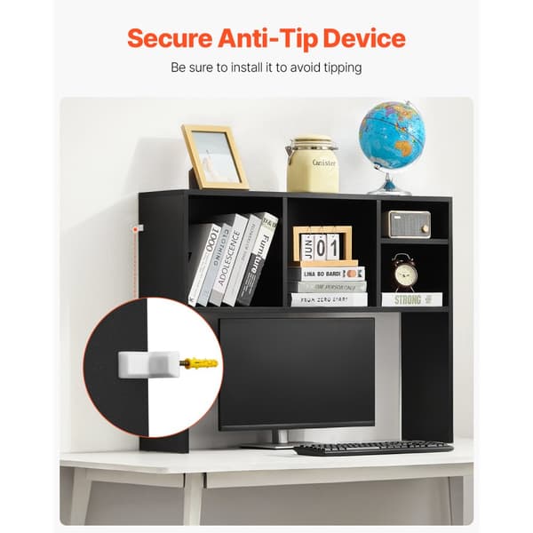 Työpöydän Kirjahylly Musta, 1-Tasoinen Säilytysjärjestelijä, Desk Organizer Kotiin ja Toimistoon