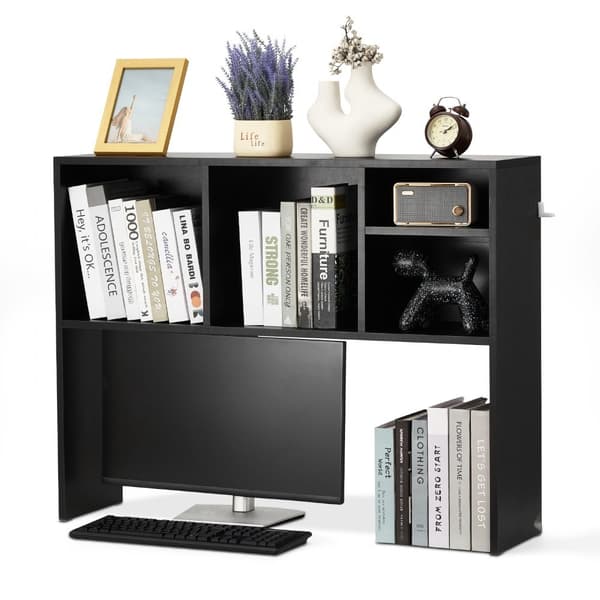Työpöydän Kirjahylly Musta, 1-Tasoinen Säilytysjärjestelijä, Desk Organizer Kotiin ja Toimistoon