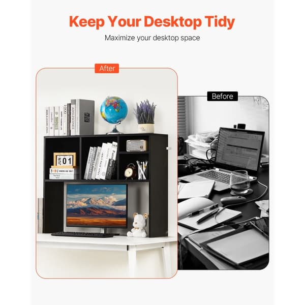 Työpöydän Kirjahylly Musta, 1-Tasoinen Säilytysjärjestelijä, Desk Organizer Kotiin ja Toimistoon