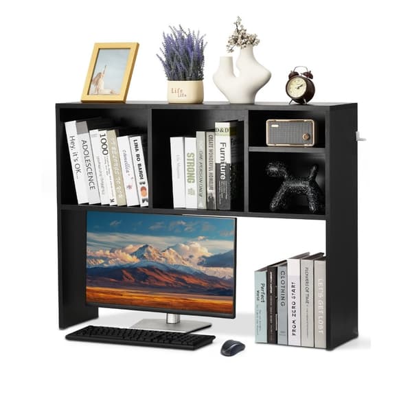Työpöydän Kirjahylly Musta, 1-Tasoinen Säilytysjärjestelijä, Desk Organizer Kotiin ja Toimistoon