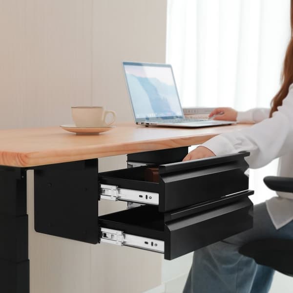 2-Skuffe Organizer, 40 cm Under Skrivebord Skuffe, Udskydelig og Pladsbesparende