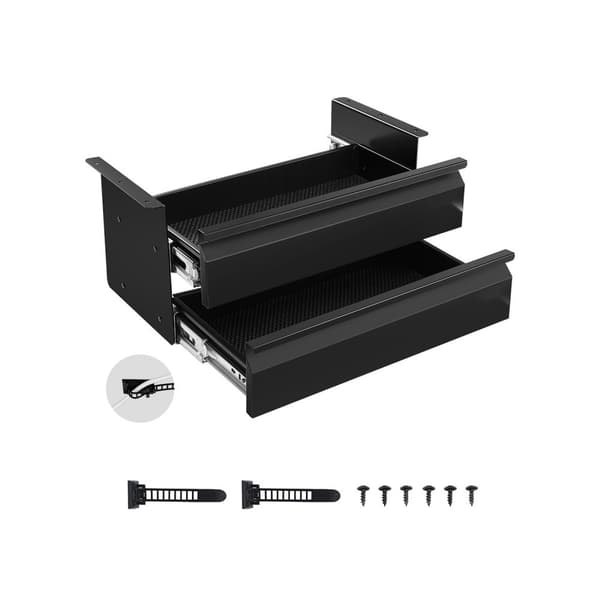 2-Skuffe Organizer, 40 cm Under Skrivebord Skuffe, Udskydelig og Pladsbesparende