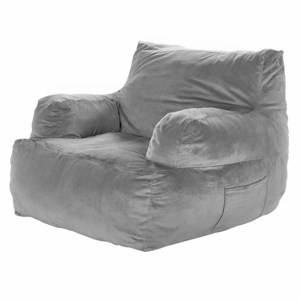BeanBag Soffstol, Bean Bag Stol för vuxna, Armstöd och Plyschgrå Färg