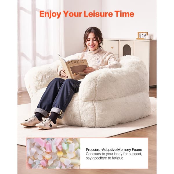 Sofastol Bean Bag, BeanBag med armlæn, Plys beige for voksne