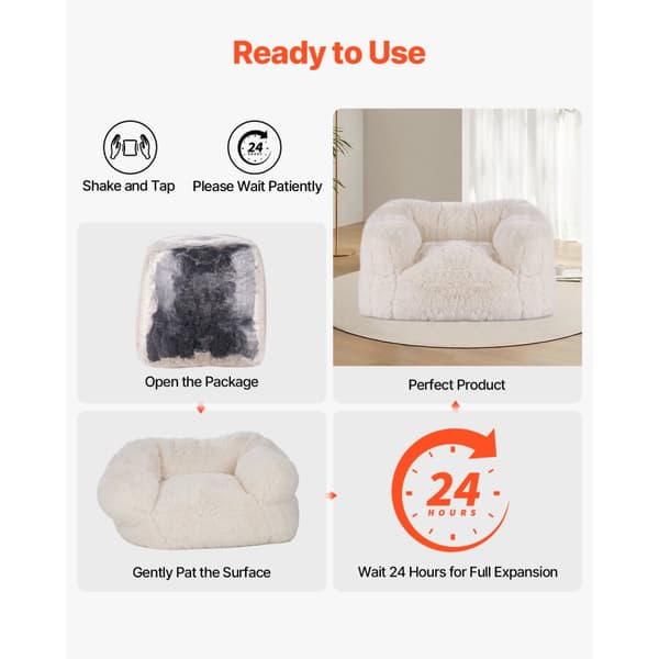 Sofastol Bean Bag, BeanBag med armlæn, Plys beige for voksne