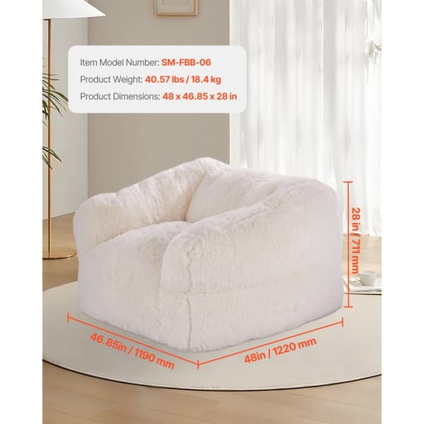 Sofastol Bean Bag, BeanBag med armlæn, Plys beige for voksne