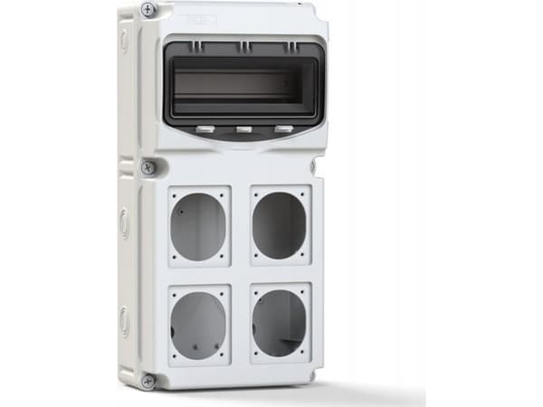 PCE BYGGPANEL FLEX, 10-MOD, MED 4 HÅL FÖR UTTAG, MATERIAL ABS IP66/67, 15851004