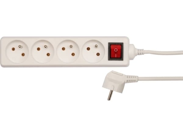 VOREL WHITE 4-SPOT ACTRIBUTOR 5.0m WITH EARTH CONNECTOR, SWITCH 72533