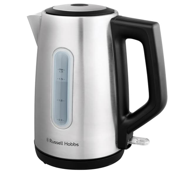Russell Hobbs - Heaton Brushed Kettle - Brushed Stainless Steel with Black Accents - 1.7L