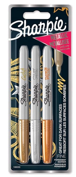Permanent Marker Sharpie Set med 3 guld, silver, brun metallic 1986006