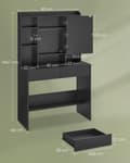 Miniatyrbillede 5 af 6: toiletbord med LED-belysning, 3 farver med justerbar lysstyrke, toiletbord med spejl, kosmetikbord med justerbare hylder, 2 skuffer, moderne, blæksor